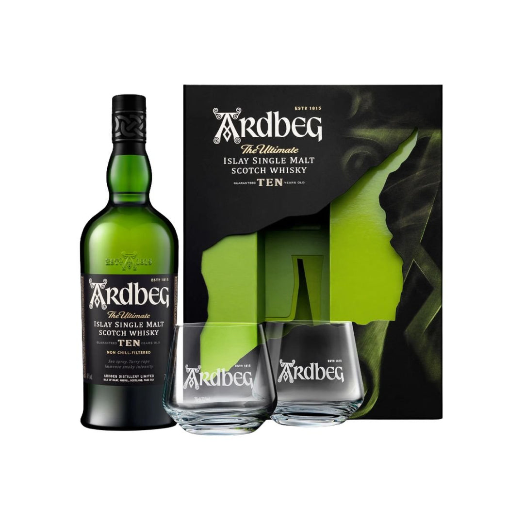 Buy Ardbeg Ardbeg 10YO Single Malt Whisky + 2 Glasses Gift Box (700ml) at Secret Bottle