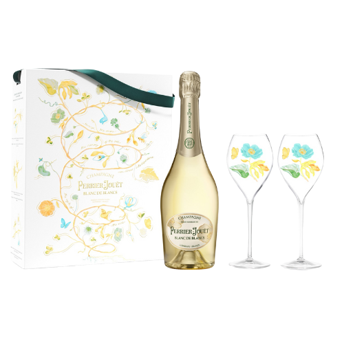 Perrier-Jouët Blanc de Blanc NV Champagne Gift Pack with 2 Glasses (750mL)