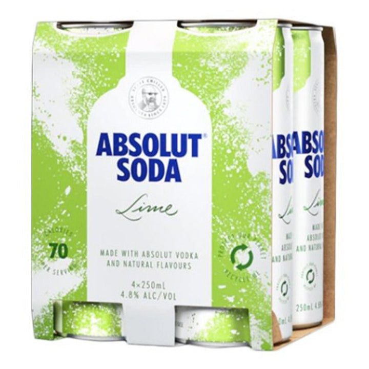 Buy Absolut Absolut Vodka Soda & Lime (case of 24) 250mL at Secret Bottle