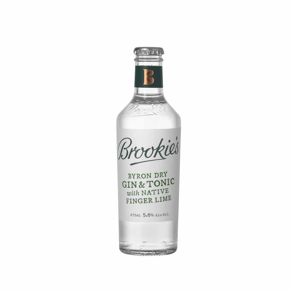 Buy Cape Byron Distillery Brookie’s Byron Dry Gin & Tonic with Native Finger Lime (275mL x 4) at Secret Bottle