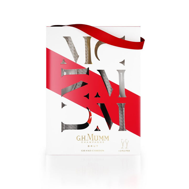 Buy G.H. Mumm G.H. Mumm Grand Cordon (750mL) Champagne Gift Pack + Two Champagne Glasses at Secret Bottle