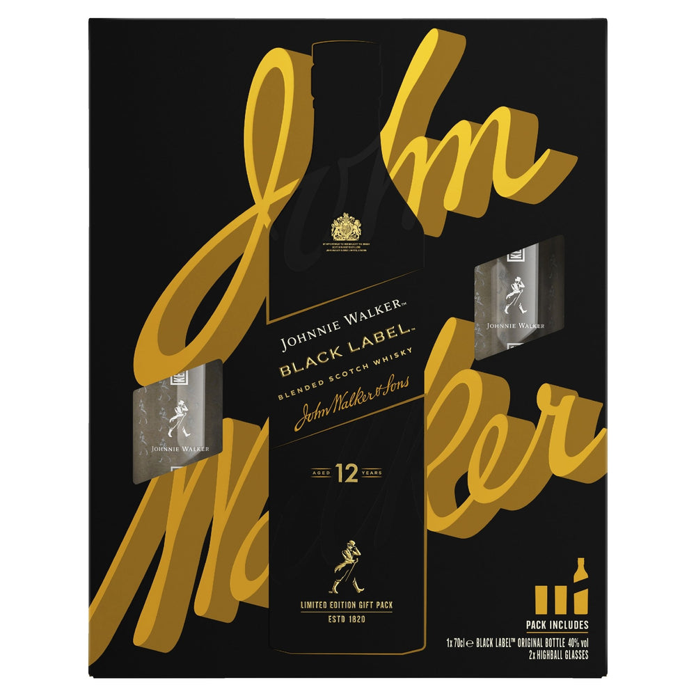 Buy Johnnie Walker Johnnie Walker Black Label Scotch Whisky Glass Gift Pack (700mL) at Secret Bottle