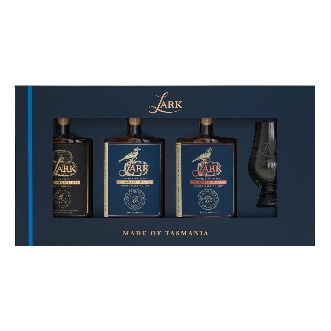Buy Lark Lark Classic Flight Tasmanian Whisky Gift Pack with Glass (3 x 100mL) at Secret Bottle