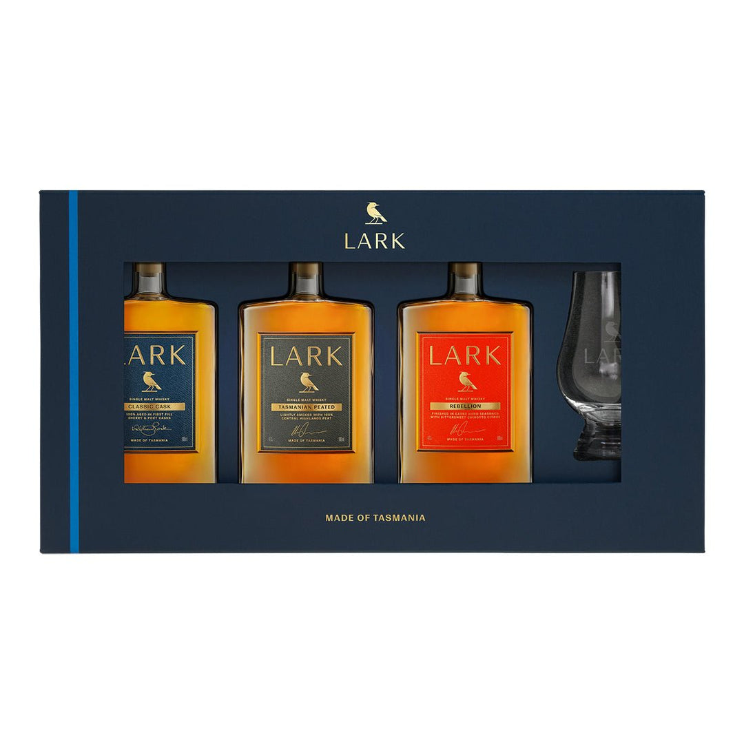 Buy Lark Lark Signature Flight Tasmanian Whisky Gift Pack with Glass (3 x 100mL) at Secret Bottle