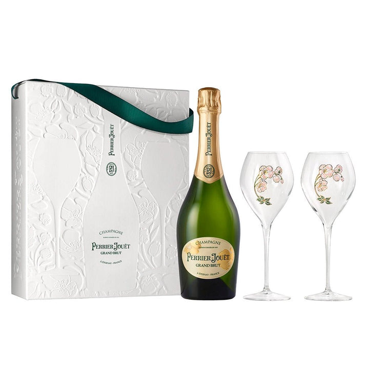 Buy Perrier-Jouët Perrier-Jouët Grand Brut NV Champagne Gift Pack with 2 Glasses (750mL) at Secret Bottle